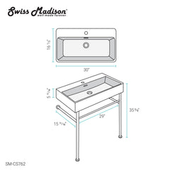 Swiss Madison Claire 30" Console Sink Matte Black Basin w/ Legs - SM-CS7 - The Home Selection