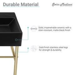 Swiss Madison Claire 30" Console Sink Matte Black Basin w/ Legs - SM-CS7 - The Home Selection