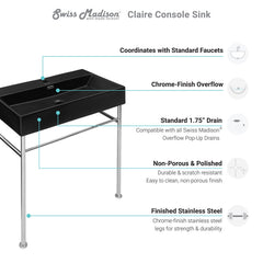 Swiss Madison Claire 30" Console Sink Matte Black Basin w/ Legs - SM-CS7 - The Home Selection