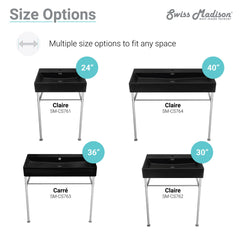 Swiss Madison Claire 40" Console Sink Matte Black Basin w/ Legs - SM-CS7 - The Home Selection