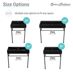 Swiss Madison Claire 40" Console Sink Matte Black Basin w/ Legs - SM-CS7 - The Home Selection