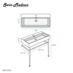Swiss Madison Claire 40" Console Sink Matte Black Basin w/ Legs - SM-CS7 - The Home Selection