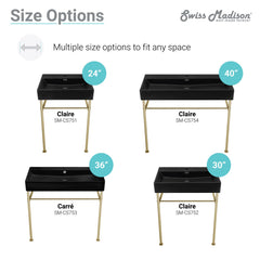 Swiss Madison Claire 40" Console Sink Matte Black Basin w/ Legs - SM-CS7 - The Home Selection