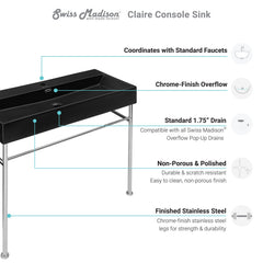 Swiss Madison Claire 40" Console Sink Matte Black Basin w/ Legs - SM-CS7 - The Home Selection