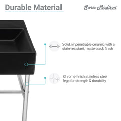 Swiss Madison Claire 40" Console Sink Matte Black Basin w/ Legs - SM-CS7 - The Home Selection