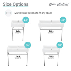 Swiss Madison Claire 40" Console Sink White Basin w/ Legs - SM-CS7 - The Home Selection