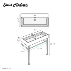 Swiss Madison Claire 40" Console Sink White Basin w/ Legs - SM-CS7 - The Home Selection