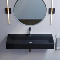 Swiss Madison Claire 40” Rectangle Wall-Mount Bathroom Sink in Matte Black - SM-WS335MB - The Home Selection