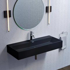 Swiss Madison Claire 40” Rectangle Wall-Mount Bathroom Sink in Matte Black - SM-WS335MB - The Home Selection