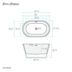 Swiss Madison Claire 48" Freestanding Bathtub - SM-FB550 - The Home Selection
