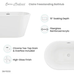 Swiss Madison Claire 48" Freestanding Bathtub - SM-FB550 - The Home Selection