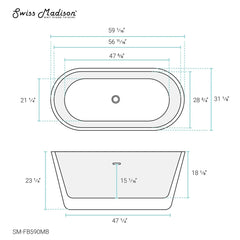Swiss Madison Claire 60" Freestanding Bathtub in Matte Black - SM-FB590MB - The Home Selection