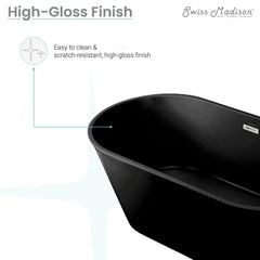 Swiss Madison Claire 60" Freestanding Bathtub in Matte Black - SM-FB590MB - The Home Selection