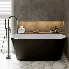 Swiss Madison Claire 60" Freestanding Bathtub Matte Black and Matte White - SM-FB590MBMW - The Home Selection