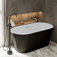 Swiss Madison Claire 60" Freestanding Bathtub Matte Black and Matte White - SM-FB590MBMW - The Home Selection