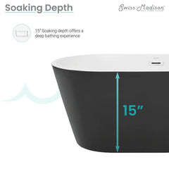 Swiss Madison Claire 60" Freestanding Bathtub Matte Black and Matte White - SM-FB590MBMW - The Home Selection