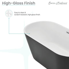 Swiss Madison Claire 60" Freestanding Bathtub Matte Black and Matte White - SM-FB590MBMW - The Home Selection