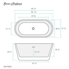 Swiss Madison Claire 60" Freestanding Bathtub - SM-FB590 - The Home Selection