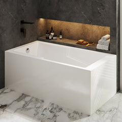Swiss Madison Claire 60" x 32" Left-Hand Drain Drain Alcove Tub with Corner Apron - SM-AB570 - The Home Selection