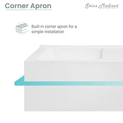 Swiss Madison Claire 60" x 32" Right-Hand Drain Drain Alcove Tub with Corner Apron - SM-AB571 - The Home Selection