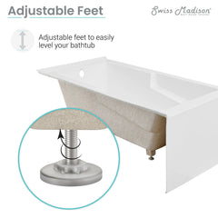 Swiss Madison Claire 60" x 32" Right-Hand Drain Drain Alcove Tub with Corner Apron - SM-AB571 - The Home Selection