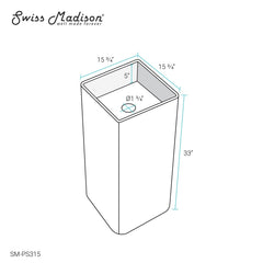 Swiss Madison Claire One-Piece Pedestal Sink - SM-PS315 - The Home Selection