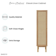 Swiss Madison Classé 15" W x 60" H x 15" D Linen Cabinet in Oak - SM-BC101 - The Home Selection