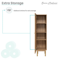 Swiss Madison Classé 15" W x 60" H x 15" D Linen Cabinet in Oak - SM-BC101 - The Home Selection