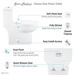 Swiss Madison Classé One-Piece Elongated Toilet Dual-Flush 1.1/1.6 gpf - SM-1T117 - The Home Selection