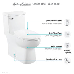 Swiss Madison Classé One-Piece Toilet with Front Flush Handle 1.28 gpf - SM-1T116 - The Home Selection