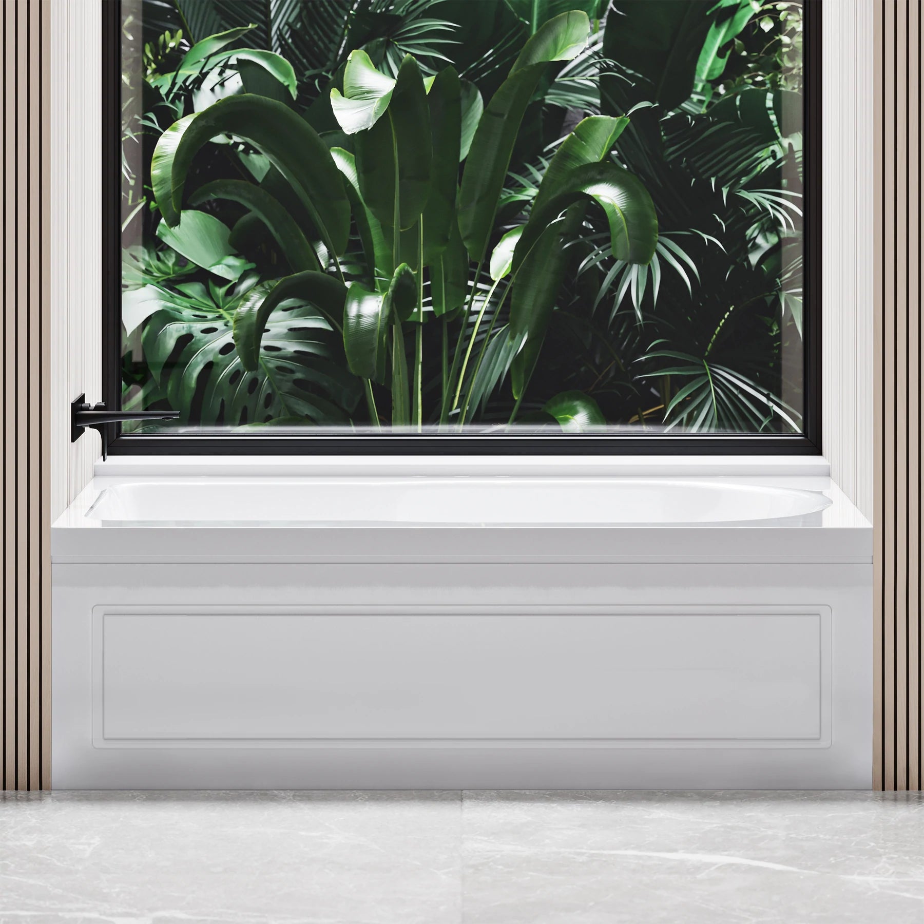 Swiss Madison Concorde 60 in. x 32 in. Acrylic Glossy White, Alcove, Integral, Left-Hand Drain, Apron Bathtub - SM-AB561 - The Home Selection