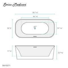 Swiss Madison Concorde 67" Freestanding Bathtub - SM-FB571 - The Home Selection