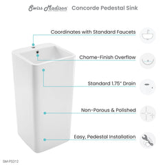 Swiss Madison Concorde One-Piece Pedestal Sink - SM-PS312 - The Home Selection