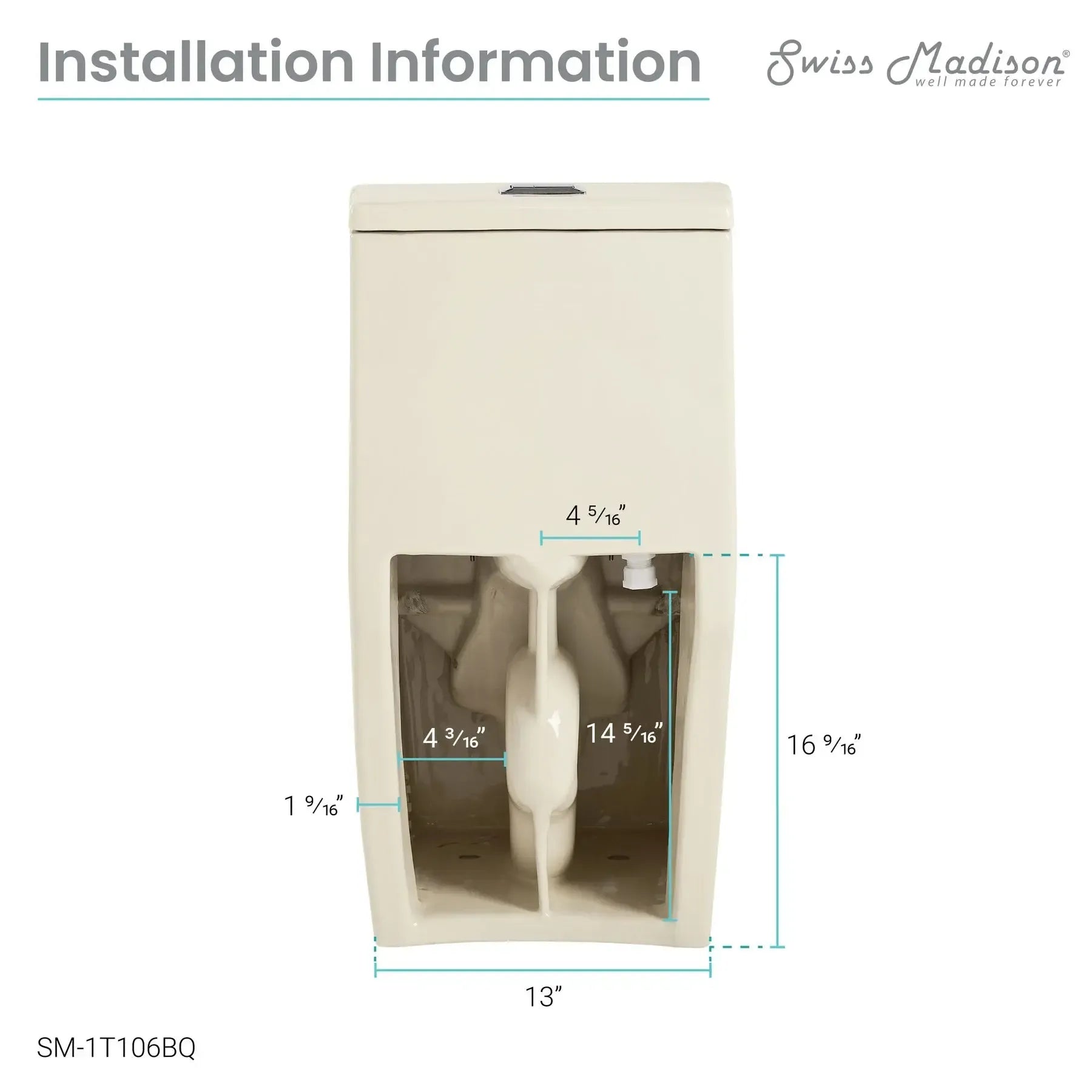 Swiss Madison Concorde One-Piece Square Toilet Dual-Flush 1.1/1.6 gpf in Bisque - SM-1T106BQ - The Home Selection
