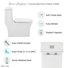 Swiss Madison Concorde One-Piece Square Toilet Dual-Flush 1.1/1.6 gpf - SM-1T106 - The Home Selection