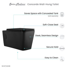 Swiss Madison Concorde Wall-Hung Square Toilet Bowl - SM-WT442 - The Home Selection