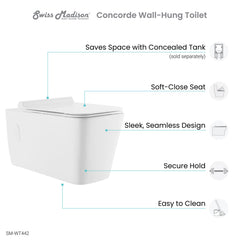 Swiss Madison Concorde Wall-Hung Square Toilet Bowl - SM-WT442 - The Home Selection