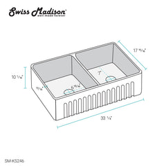 Swiss Madison Delice 33" x 18" Duo Ceramic Farmhouse Sink - SM-KS246 - The Home Selection
