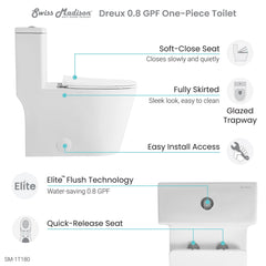 Swiss Madison Dreux High Efficiency One-Piece Elongated Toilet with 0.8 GPF Water Saving Patented Technology - SM-1T180 - The Home Selection
