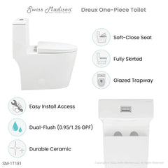 Swiss Madison Dreux One Piece Elongated Dual Flush Toilet with 0.95/1.26 GPF - SM-1T181 - The Home Selection