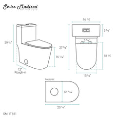 Swiss Madison Dreux One Piece Elongated Dual Flush Toilet with 0.95/1.26 GPF - SM-1T181 - The Home Selection