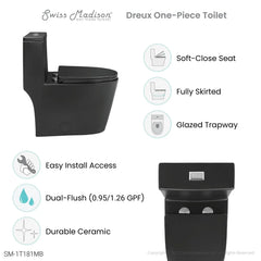 Swiss Madison Dreux One Piece Elongated Dual Flush Toilet with 0.95/1.26 GPF - SM-1T181 - The Home Selection