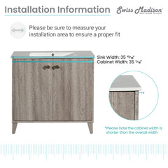 Swiss Madison Eclair 36" Bathroom Vanity in Oak - SM-BV343 - The Home Selection