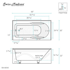 Swiss Madison Ivy 60" X 30" Left-Hand Drain Alcove Bathtub with Apron - SM-AB545 - The Home Selection
