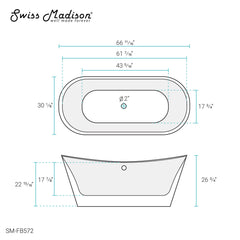 Swiss Madison Ivy 67" Double Slipper Freestanding Bathtub - SM-FB572 - The Home Selection