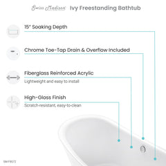 Swiss Madison Ivy 67" Double Slipper Freestanding Bathtub - SM-FB572 - The Home Selection