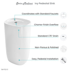 Swiss Madison Ivy One-Piece Pedestal Sink - SM-PS313 - The Home Selection