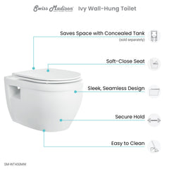 Swiss Madison Ivy Wall-Hung Elongated Toilet Bowl - SM-WT450 - The Home Selection
