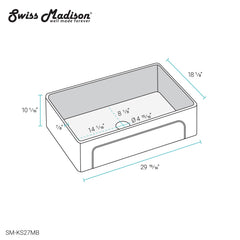 Swiss Madison Lyon 30 x 18 Fireclay, Single Basin, Farmhouse Kitchen Sink - SM-KS27 - The Home Selection