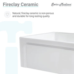 Swiss Madison Lyon 30 x 18 Fireclay, Single Basin, Farmhouse Kitchen Sink - SM-KS27 - The Home Selection